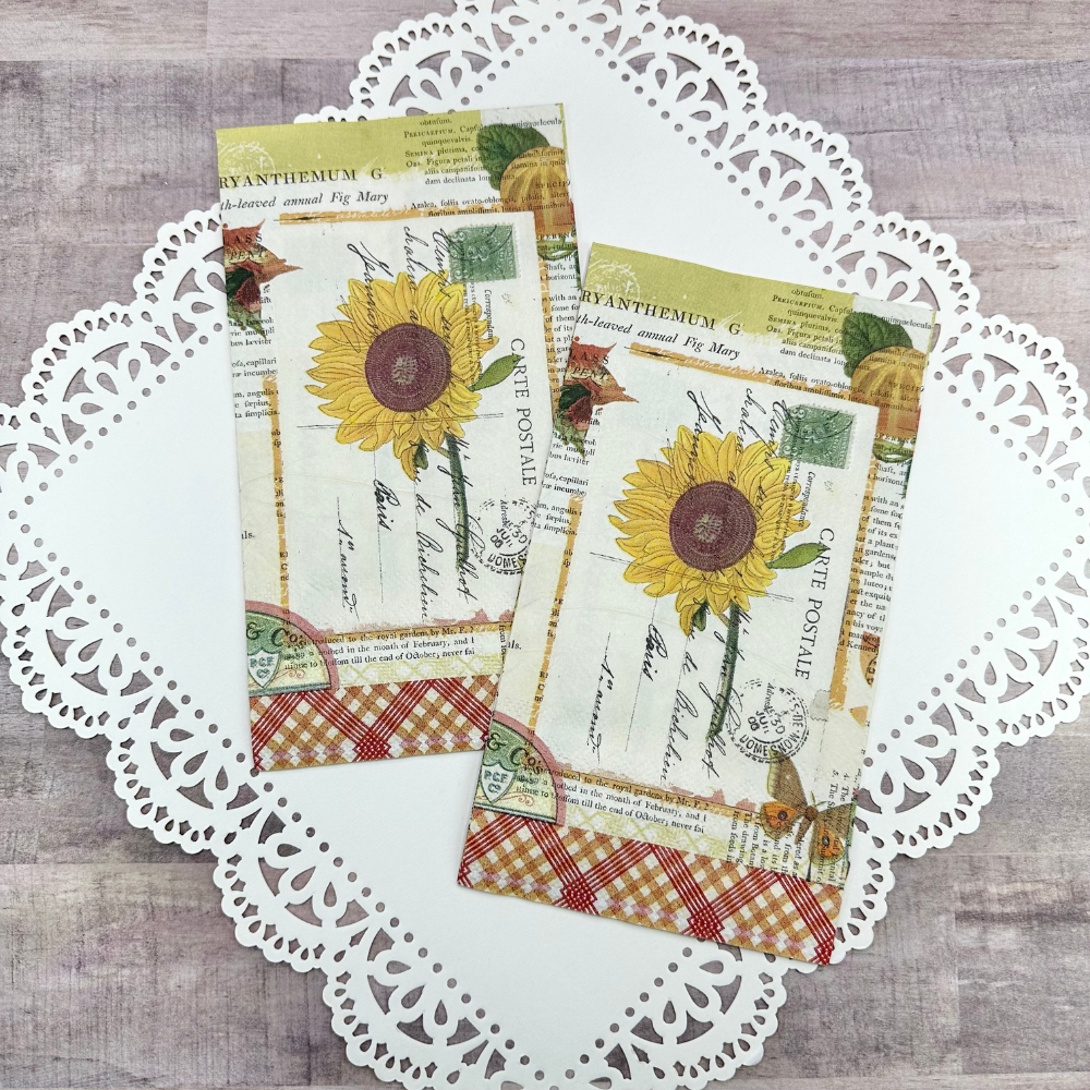 Decoupage Napkins Sunflower Postcard
