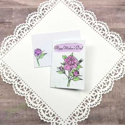 Rose Stamp Watercolor Mother's Day Notecard