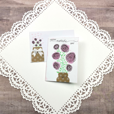 Watercolor Circle Roses Mother's Day Notecard