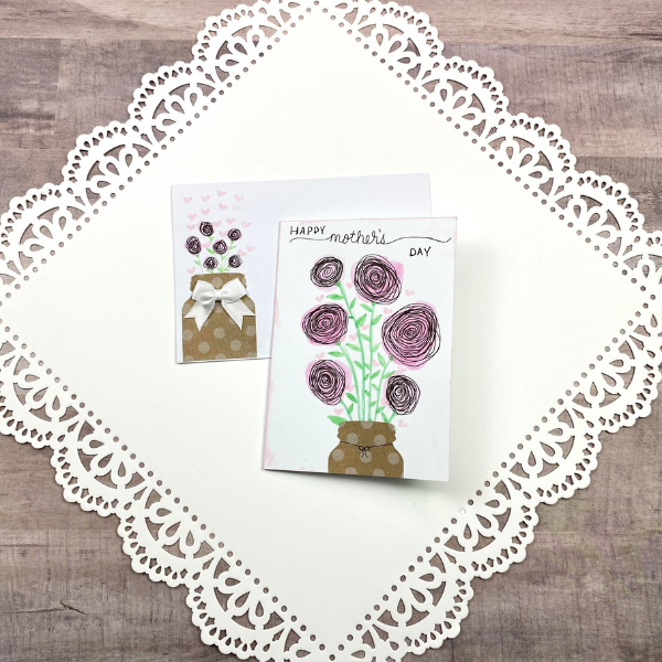 Watercolor Circle Roses Mother's Day Notecard