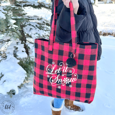 Let It Snow Buffalo Check Tote Bag
