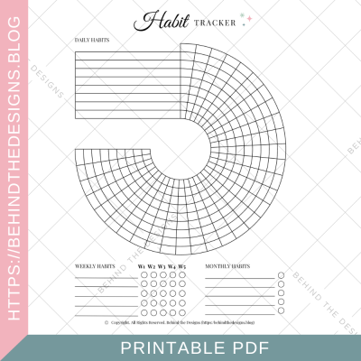 Circle Habit Tracker Planner Printable Daily Weekly Monthly