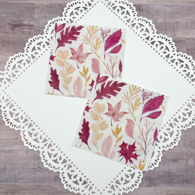 Decoupage Napkins Burgundy Pink & Gold Leaves