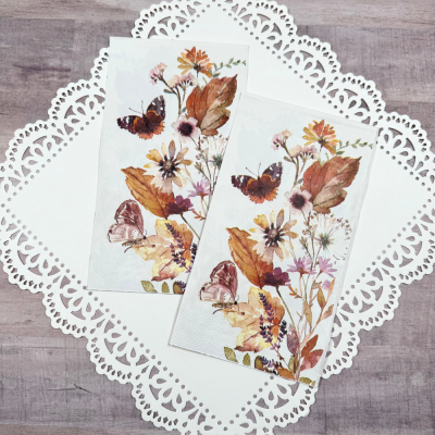 Decoupage Napkins Fall Butterflies & Leaves