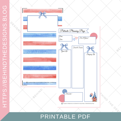 Star Spangled Bows TN Planning Inserts | Standard Travelers Notebook
