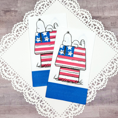 Decoupage Napkins Snoopy on Patriotic Dog House