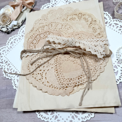 Handmade Tea Dyed Papers Doilies Bundle Light 2