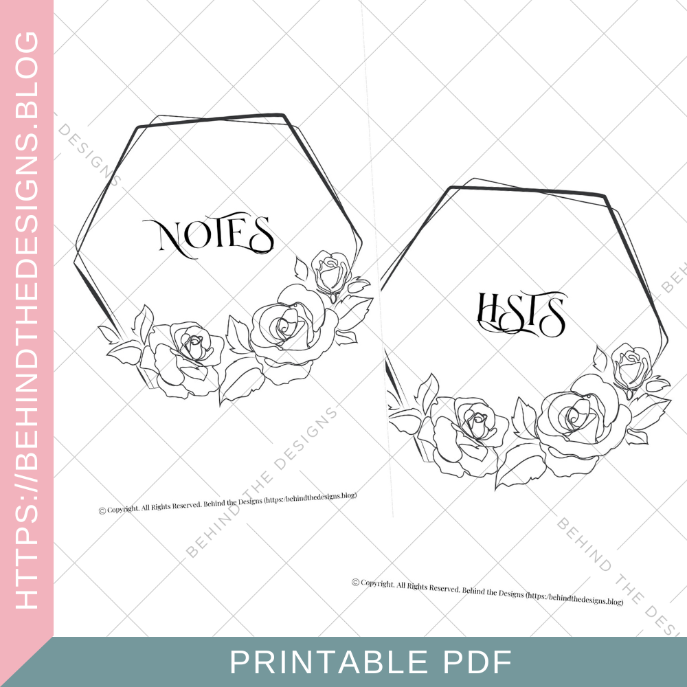 Custom Printable Planner Dashboard Framed Roses